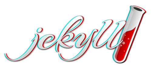 Logo do Jekyll com efeito de óculos 3D antigo